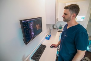 Doctor reviewing patient x-rays