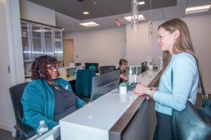 Checking in patient front desk