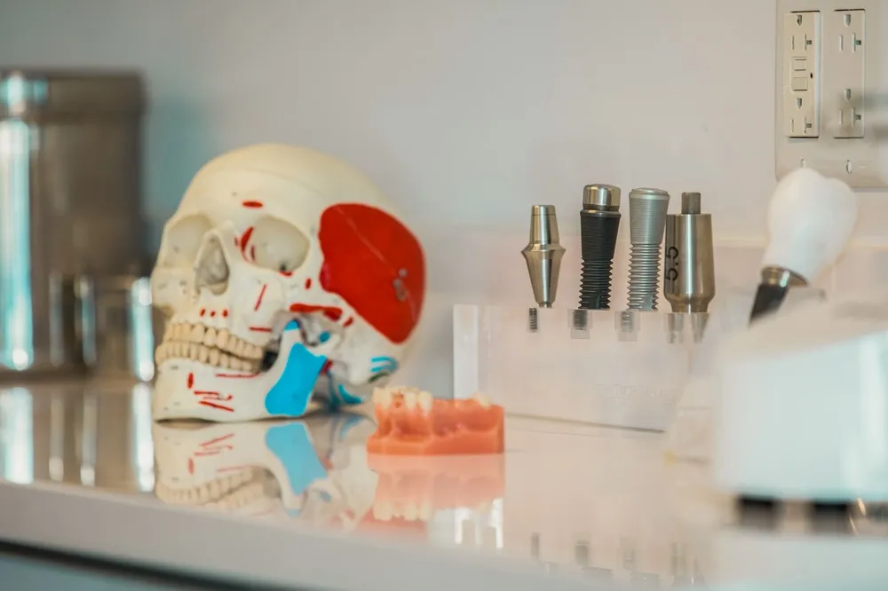 Skull and tools on desk